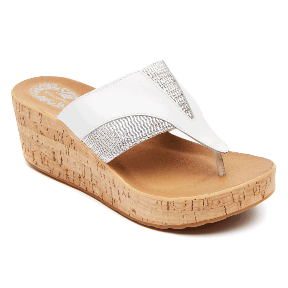 Rockport Womens Weekend Casuals Lanea Gore Thong - Wedges White - XRM841530